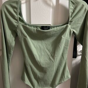 NWOT Sage Ribbed Bodysuit